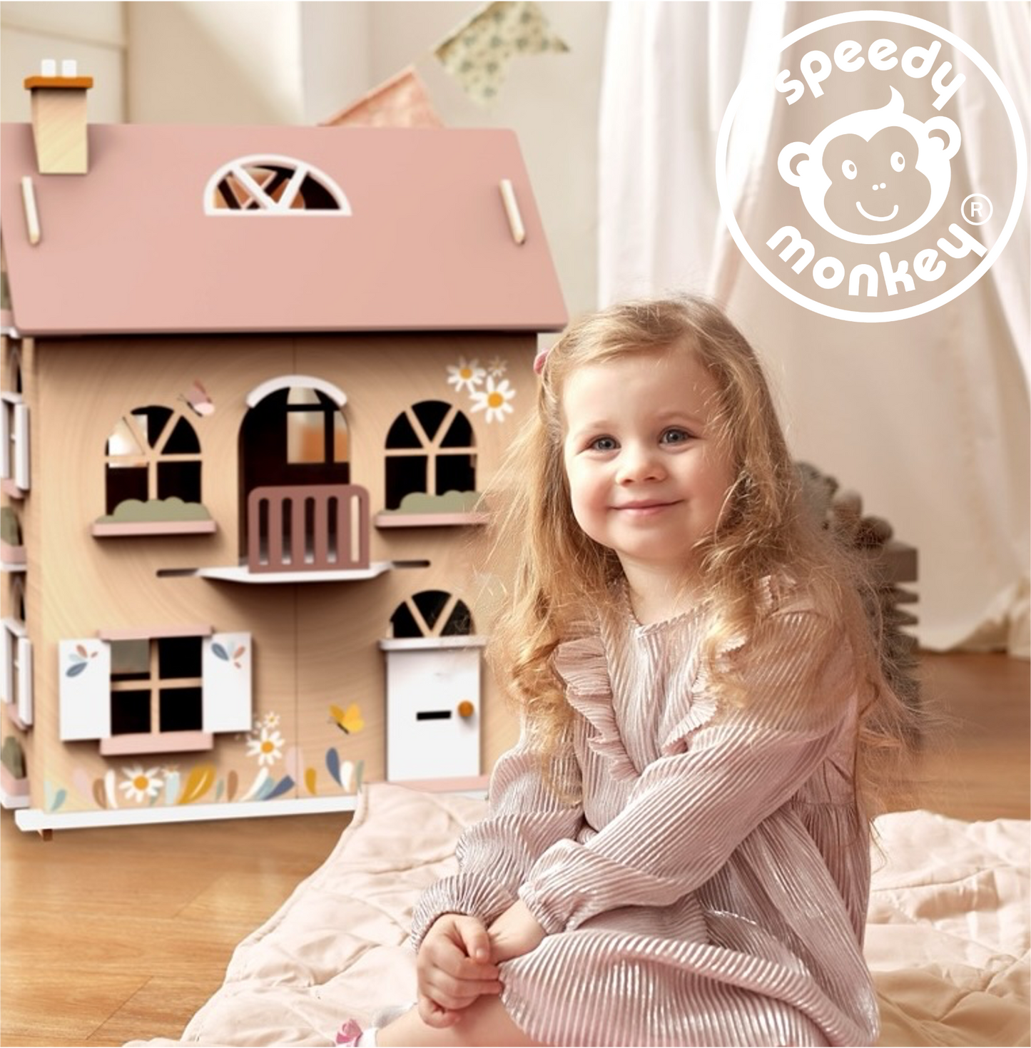 Doll House Kitchen set w/4 chairs incl. 1 character