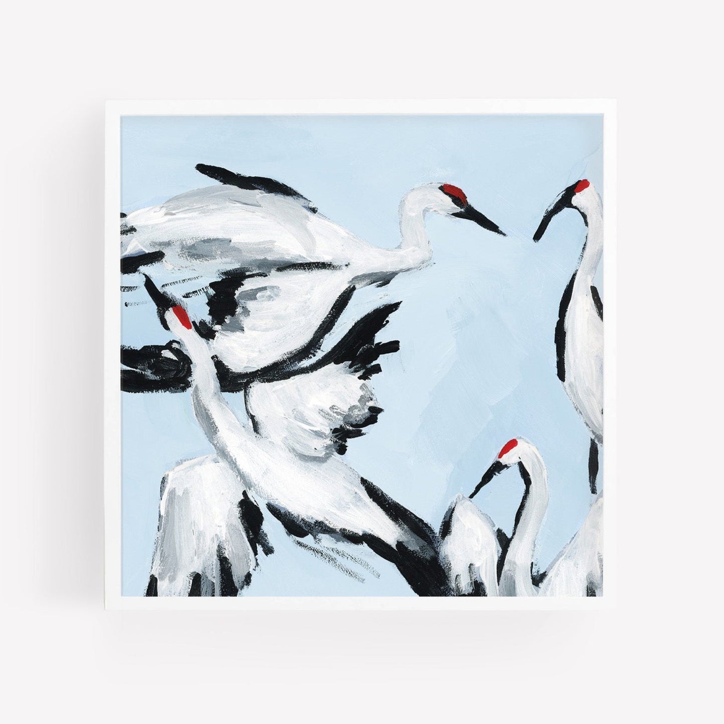 Sandhill Crane Grouping on Light Blue, Fine Art Print