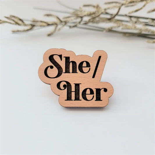 Pronoun Pins - Stacked: She/Her