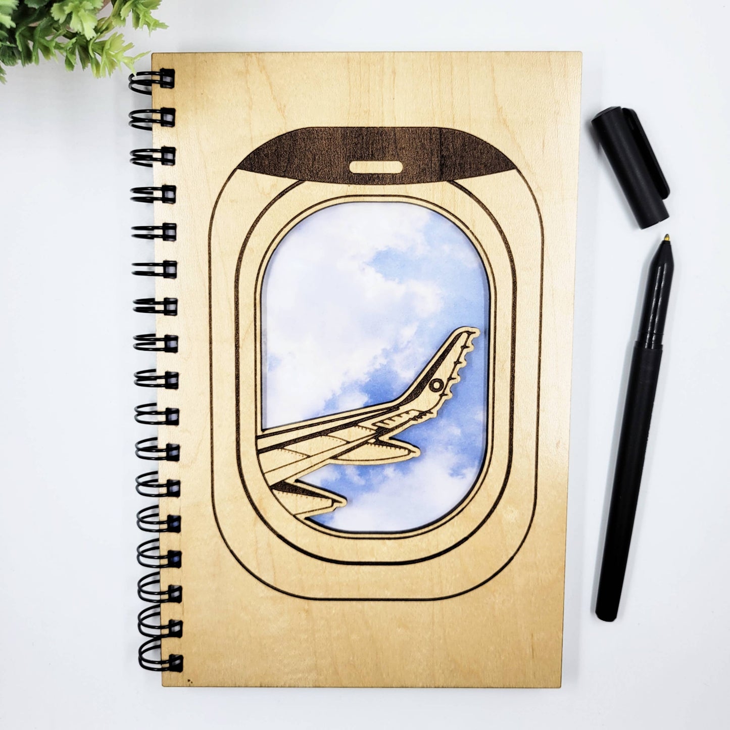 Fly Away Plane Wood Journal - Stationery, Journals, Notebook: Lined