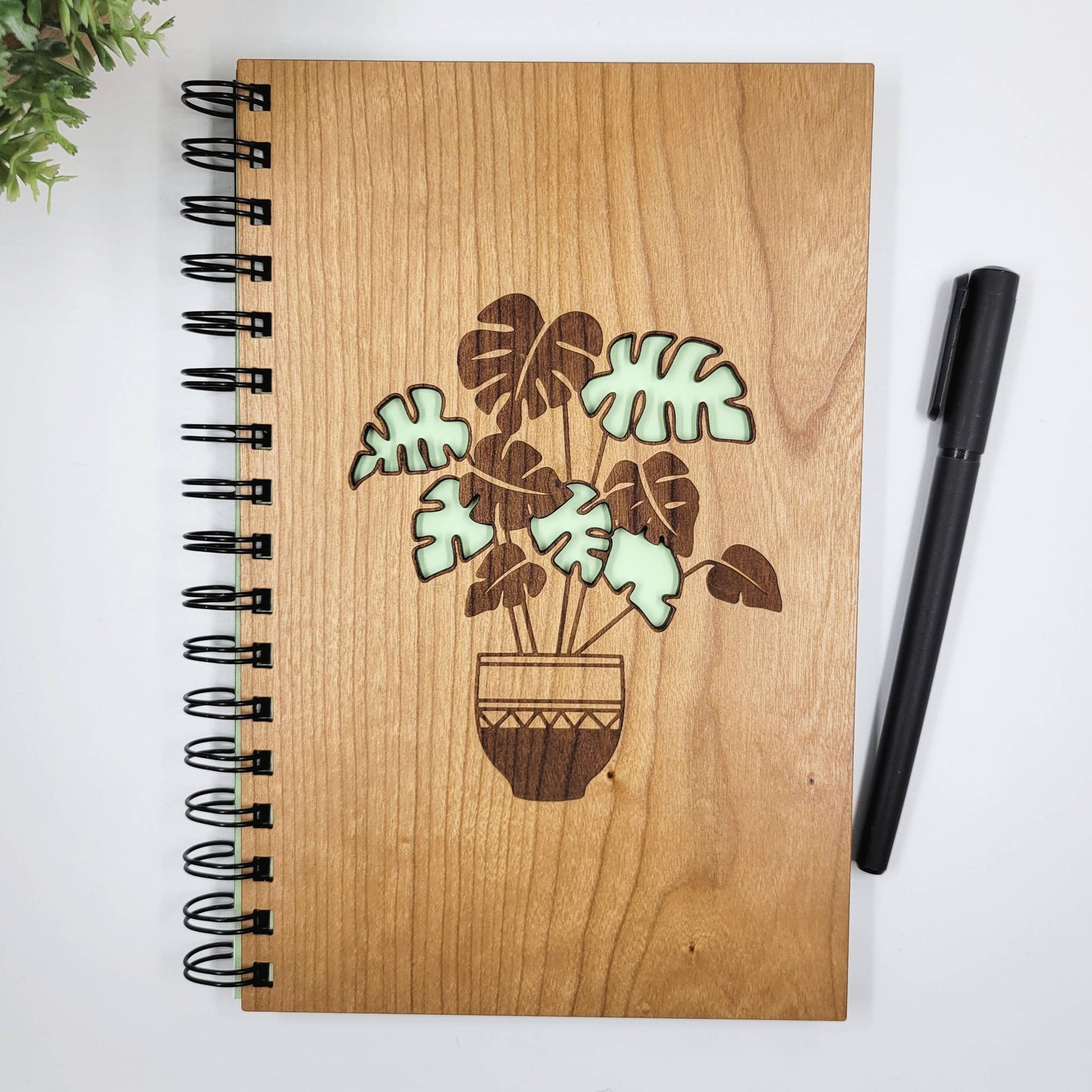 Monstera Plant Wood Journal - Stationery, Journals, Notebook: Lined