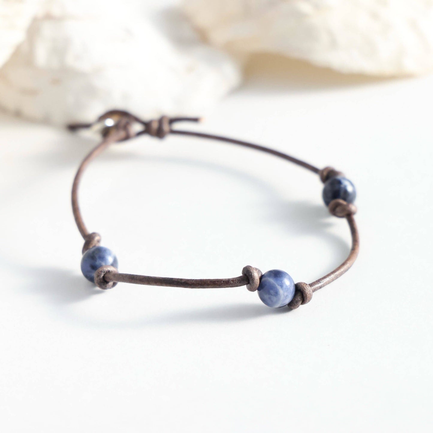 Boho Stone and Leather Anklet